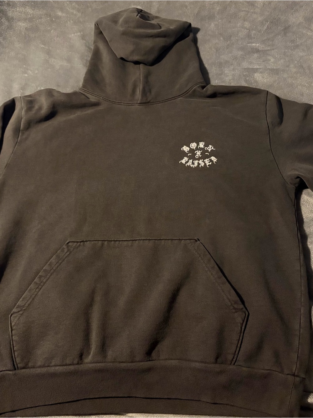 BORN X RAISED Black Pullover Hoodie with Small White Chest Logo